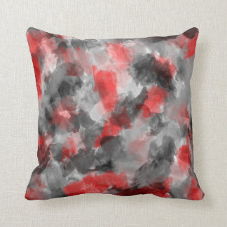 Coussin noir, gris et rouge d'aquarelle