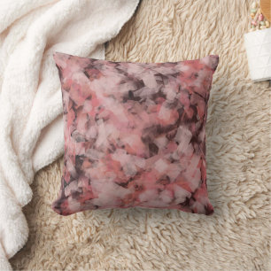 Coussin Noir Gris Rose Blanc Abstrait Géométrique Moderne