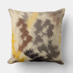 Coussin Noir, jaune et orange abstrait