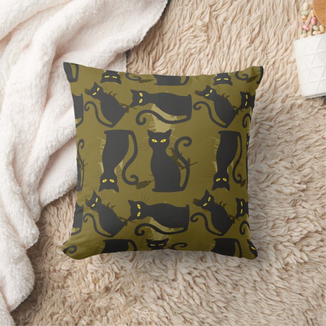 Coussin Noir Kitty Chat Metallizer Faco Déco (Couverture)