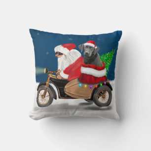 Coussin Noir Labrador Chien Noël Père Noël