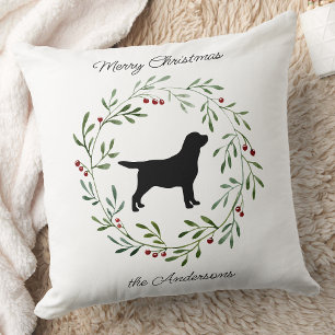 Coussin Noir Labrador Joyeux Noël - Labrador Retriever