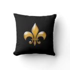 Noir moderne et Gold Fleur de Lis Pillow