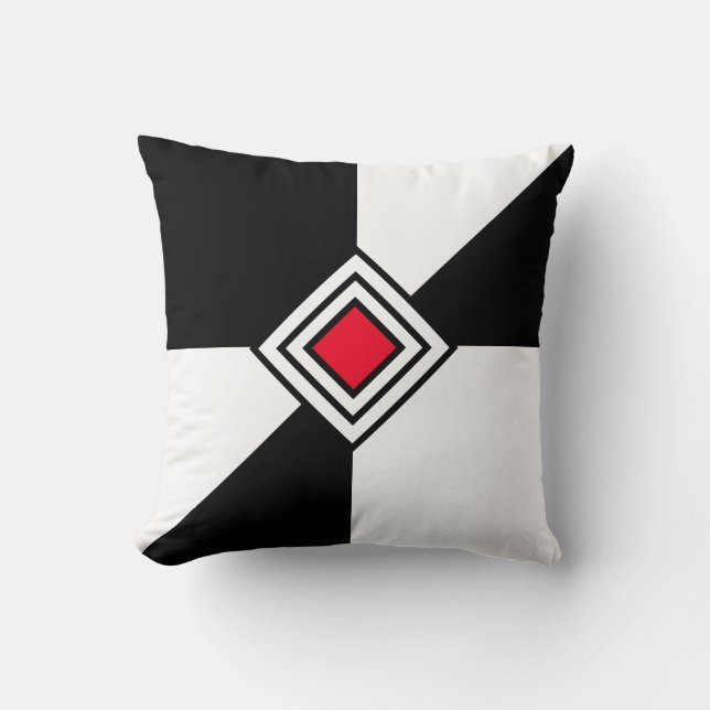 Coussin Noir moderne rouge et blanc (Recto)