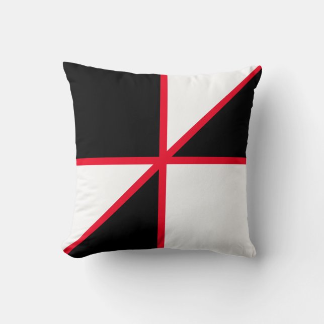 Coussin Noir moderne rouge et blanc (Recto)