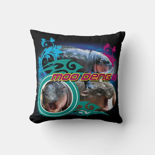 Coussin noir MooDeng2 (Recto)