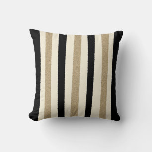 Coussin Noir / Or / Bandes ivoire