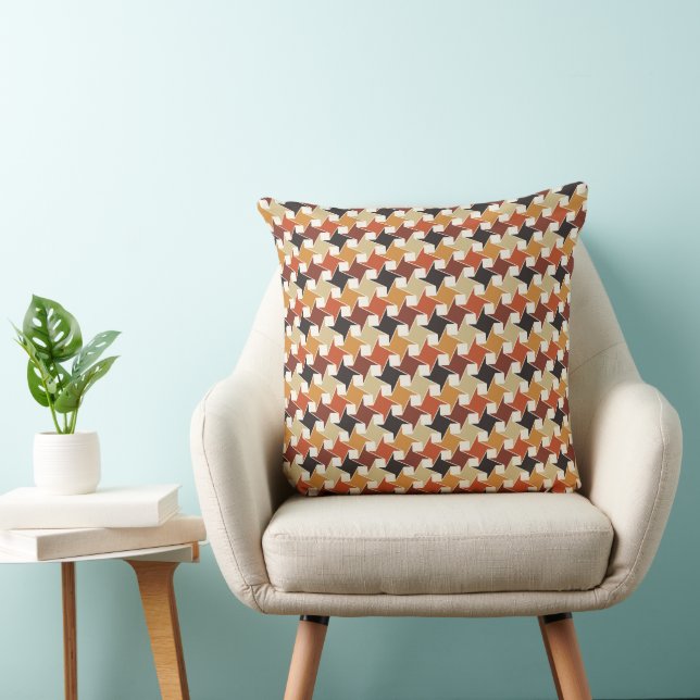 COUSSIN NOIR ORANGE BROWN TURQUOISE MOTIFS TOMBE (Chaise)