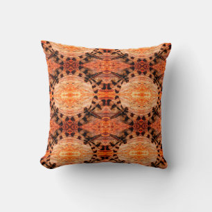 Coussin Noir, orange, marron motif dos solide
