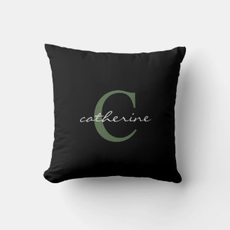 Coussin Noir personnalisé et vert émeraude