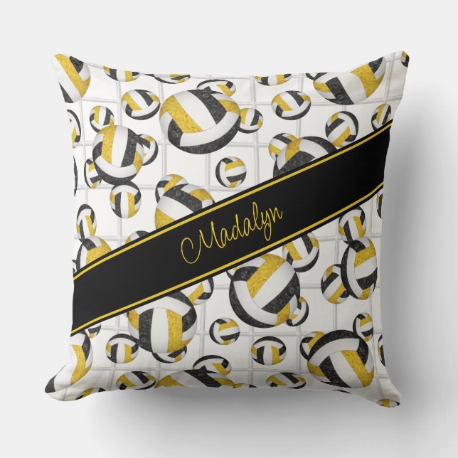 Coussin noir poule volleyballs motif w net accent (Recto)