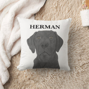 Coussin Noir réversible personnalisé Labrador