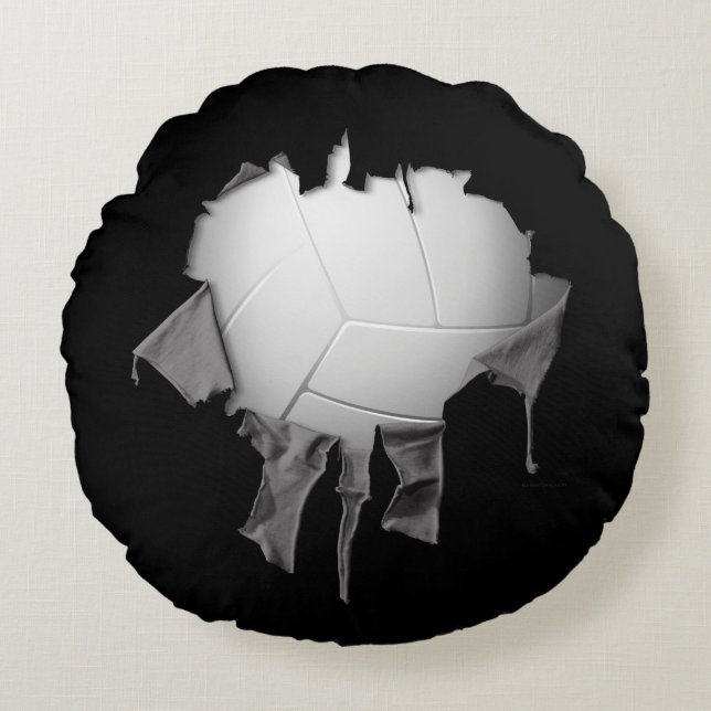 Coussin noir rond de volley-ball déchiré (Devant)