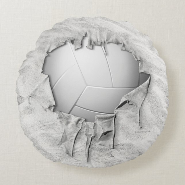 Coussin noir rond de volley-ball déchiré (Devant)