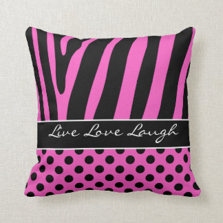 Coussin noir rose enorme de pois de rayure de