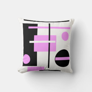 Coussin Noir rose et blanc Abstrait moderne