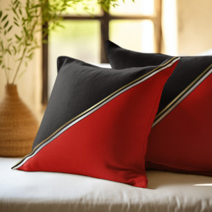 Coussin Noir rouge avec bande d'argent or