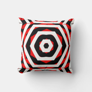 Coussin Noir, rouge, blanc motif abstrait solide