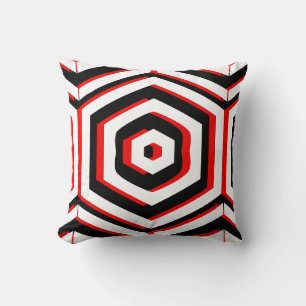 Coussin Noir, rouge, blanc motif abstrait solide