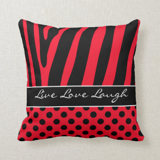 Coussin noir rouge enorme de pois de rayure de