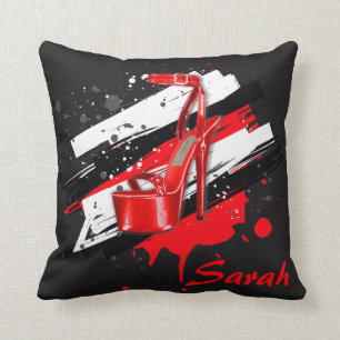 Coussin Noir, rouge et blanc talons chauds