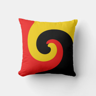 Coussin Noir Rouge Jaune Retro Peinture Art Abstrait