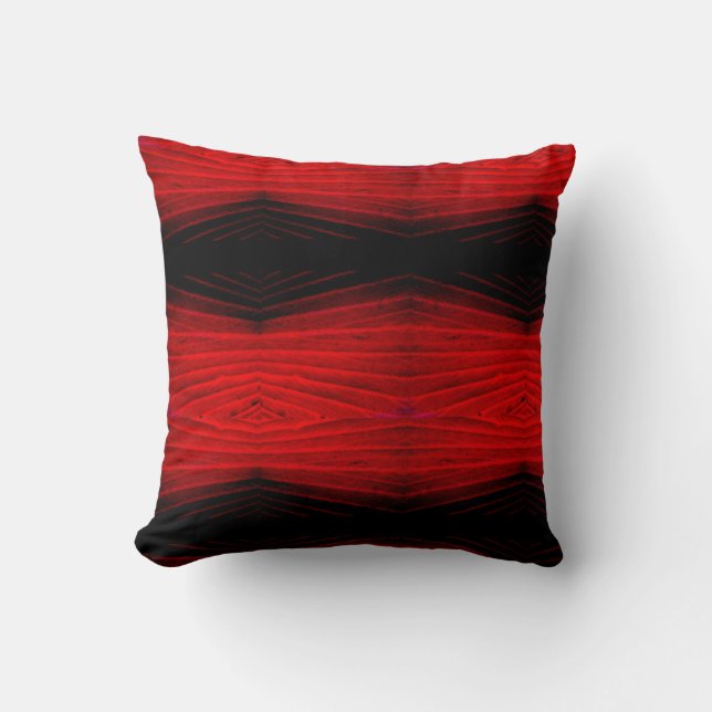 Coussin Noir, rouge, motif abstrait dos solide (Recto)