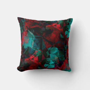 Coussin Noir rouge & Turquoise Abstrait Color Block Design