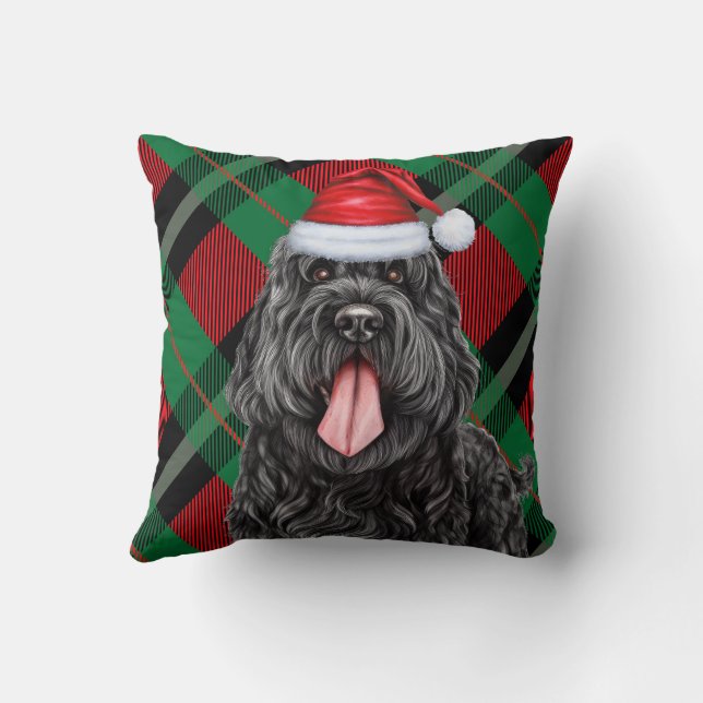 Coussin Noir Russe Terrier Chien de vacances Jeu de Noël (Verso)