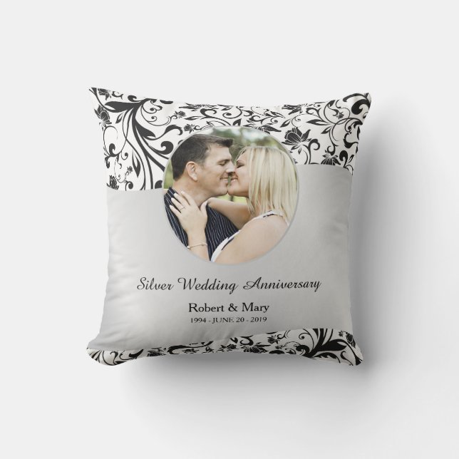 Coussin Noir Tourbillon & Argent 25e Anniversaire de Maria (Recto)