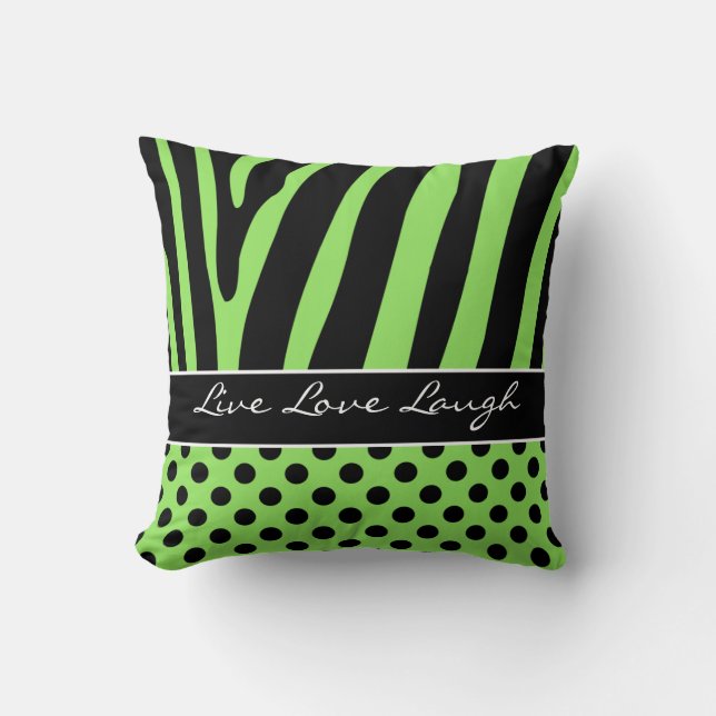 Coussin noir vert enorme de pois de rayure de (Recto)