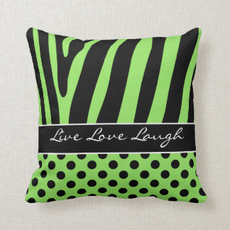 Coussin noir vert enorme de pois de rayure de