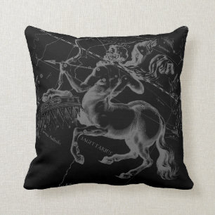 Coussin Noir vintage Hevelius de constellation de
