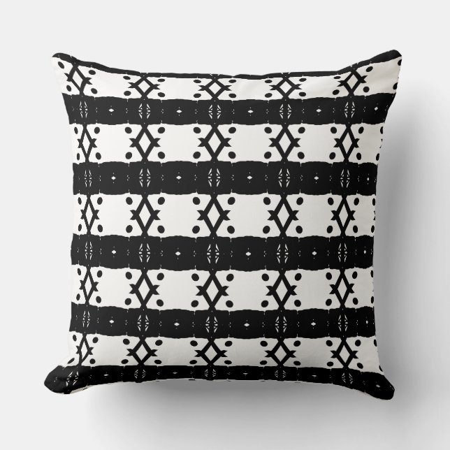 Coussin Noirs et blancs élégants diamants et points (Recto)