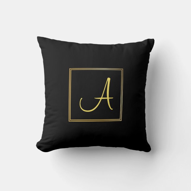 Coussin Nom à la mode de manuscrit de main un or noir (Recto)