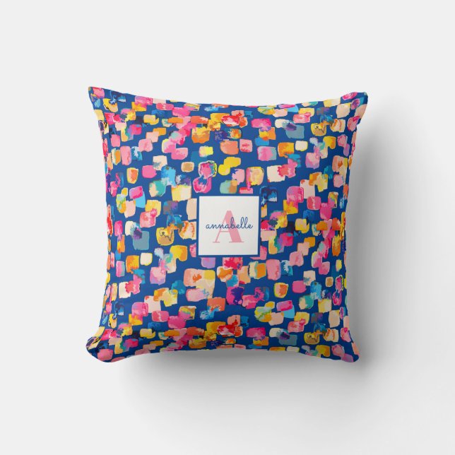 Coussin Nom Abstrait peint brillant personnalisé (Recto)