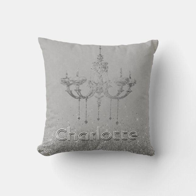 Coussin Nom argenté gris de parties scintillantes de (Recto)