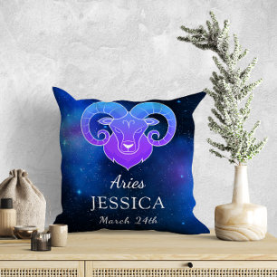 Coussin Nom avec signe Zodiac Aries Cadeau Jeu d'oreiller