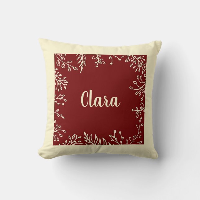 Coussin Nom botanique personnalisé Rouge d'Automne (Recto)