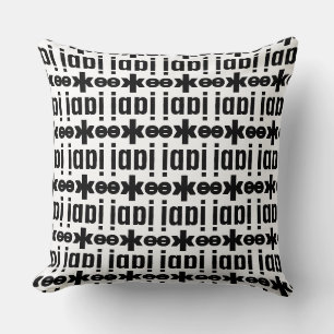 Coussin Nom crypté élégant moderne en noir et blanc