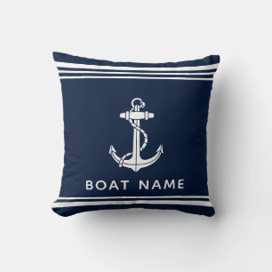 Coussin Nom d'ancre de bateau Croisière Bleu marine Nautil