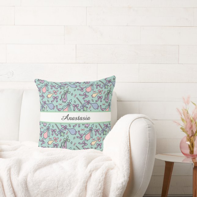Coussin Nom d'arc en pastel personnalisé (Canapé)