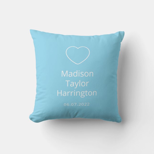 Coussin Nom, date et couleur personnalisés Amour (Recto)