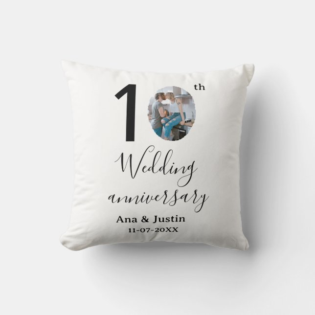 Coussin nom de 10e anniversaire de mariage photo lettre gr (Recto)