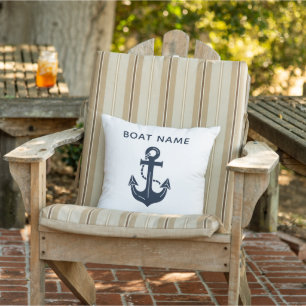 Coussin Nom de bateau à l'ancre nautique
