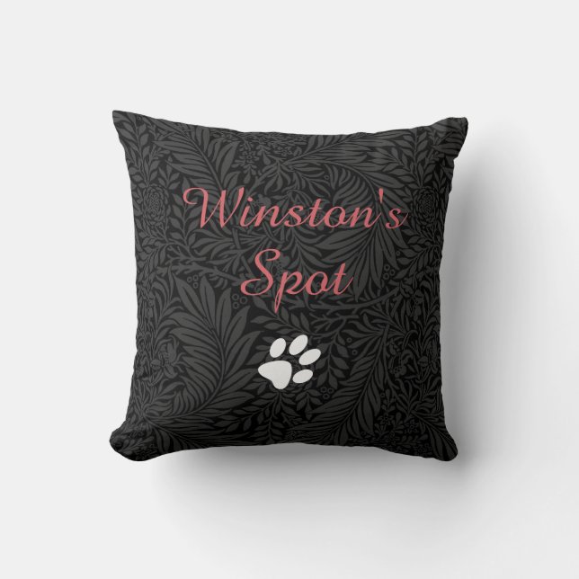 Coussin Nom de compagnie personnalisé Fleurs noires Script (Recto)