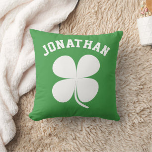 Coussin Nom de costume trèfle chanceux Saint-Patrick