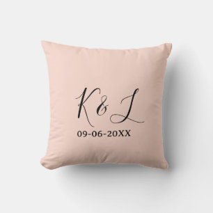 Coussin nom de couple de mariage lettre date fond pastel r