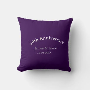 Coussin nom de date d'anniversaire de mariage 30 ans simpl