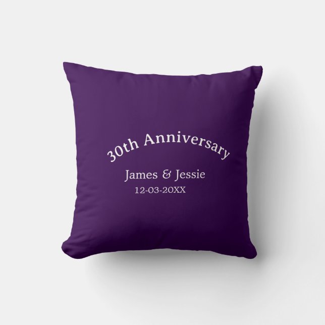 Coussin nom de date d'anniversaire de mariage 30 ans simpl (Recto)